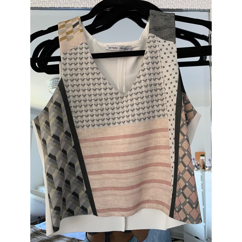 Zara White Midi Crop Top Size Medium